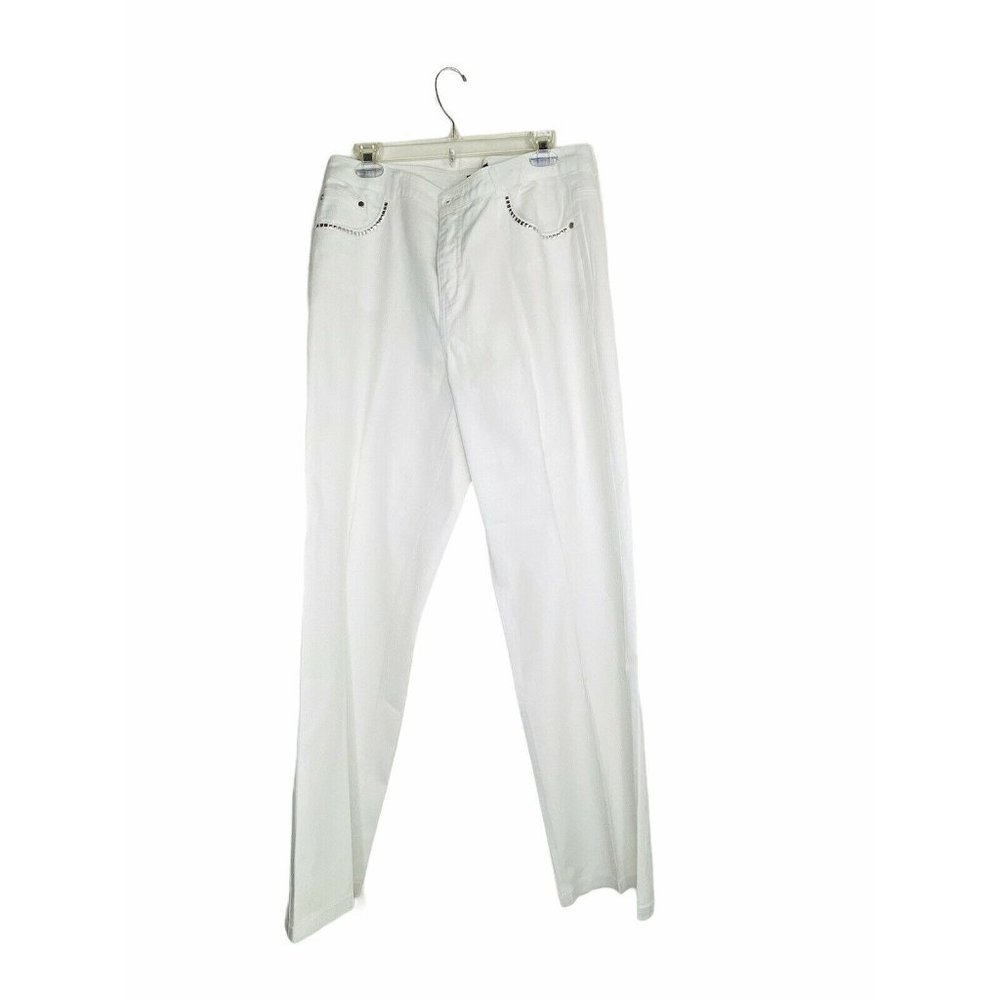 Ashro White Jeans w/ Silver Studs On Pockets Sz 14 - Picture 2 of 12
